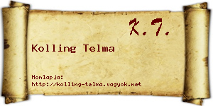 Kolling Telma névjegykártya